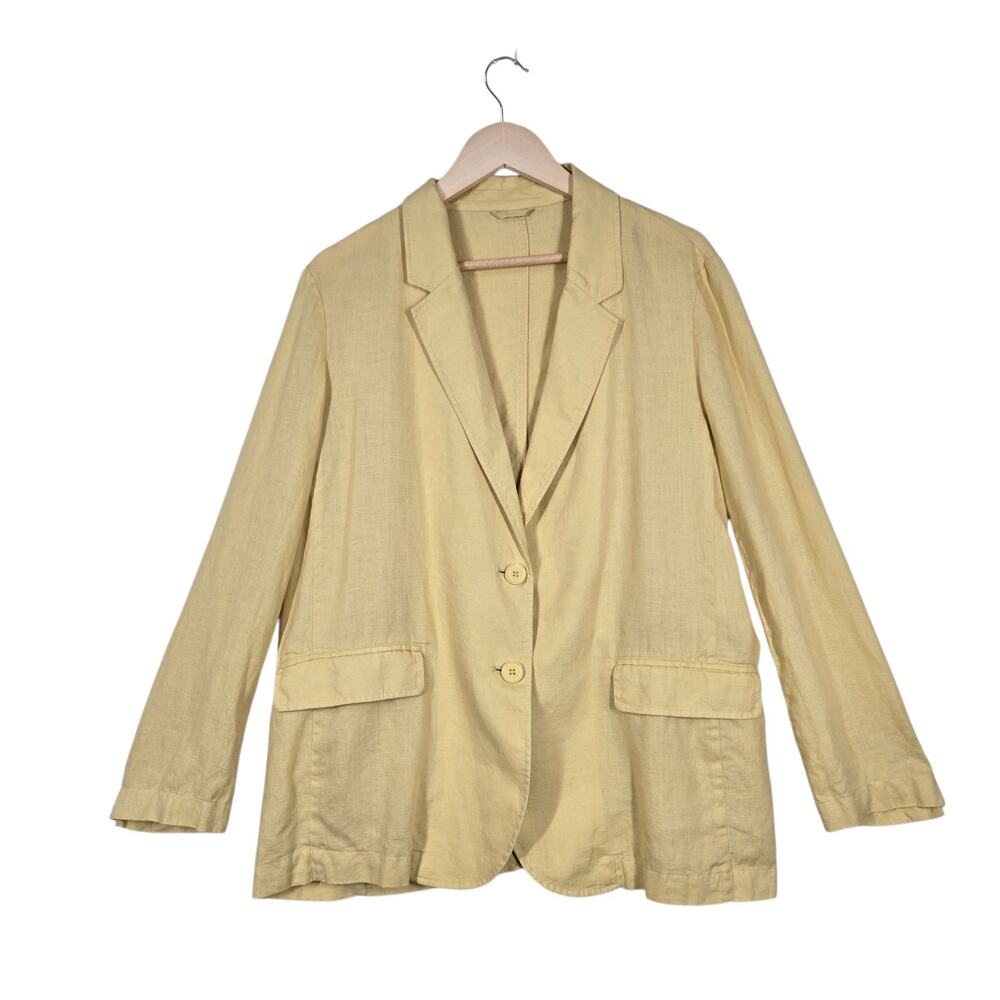 United Colors of Benneton Linen Blazer Jacket 46 US 10 Yellow Coastal Beach